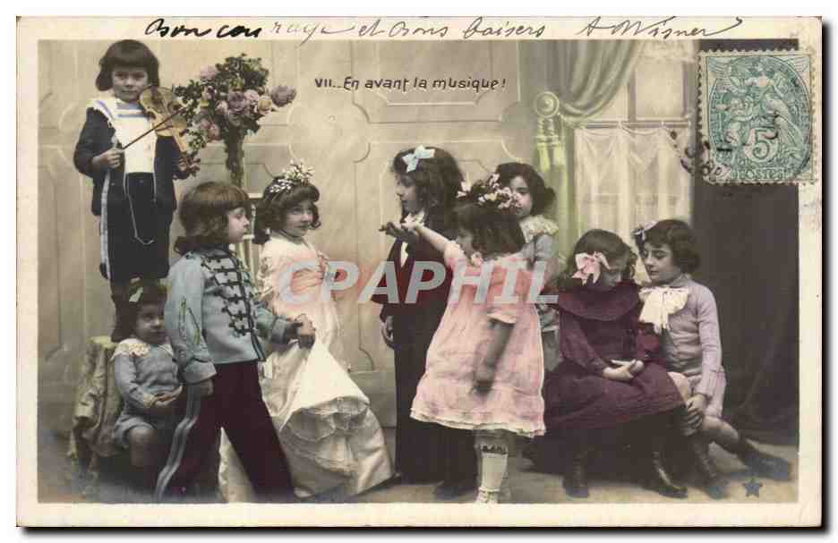 CPA Fantaisie Enfants Violon Violin En avant la musique