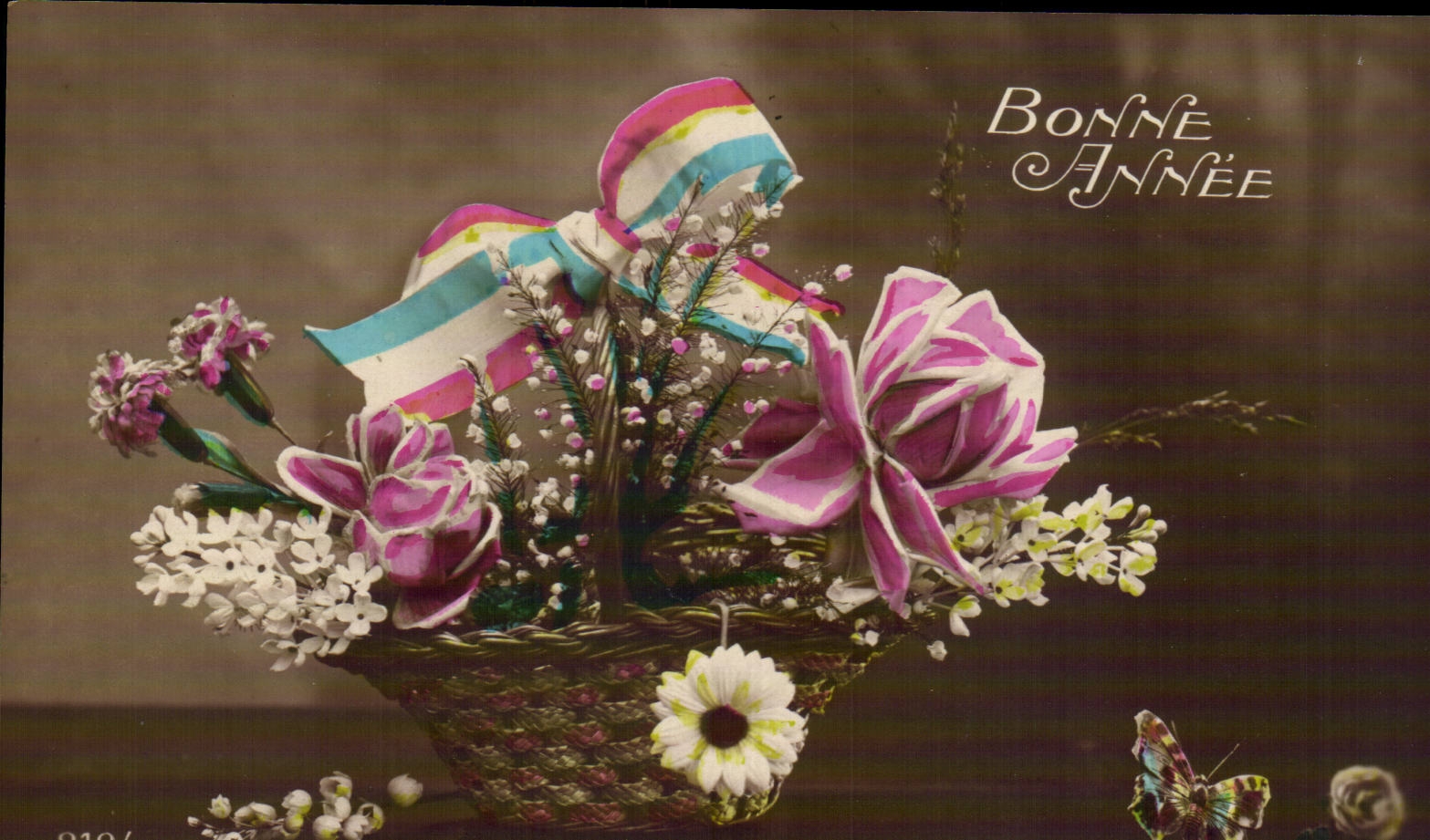 CPA Fantaisie Fleurs Bonne annee
