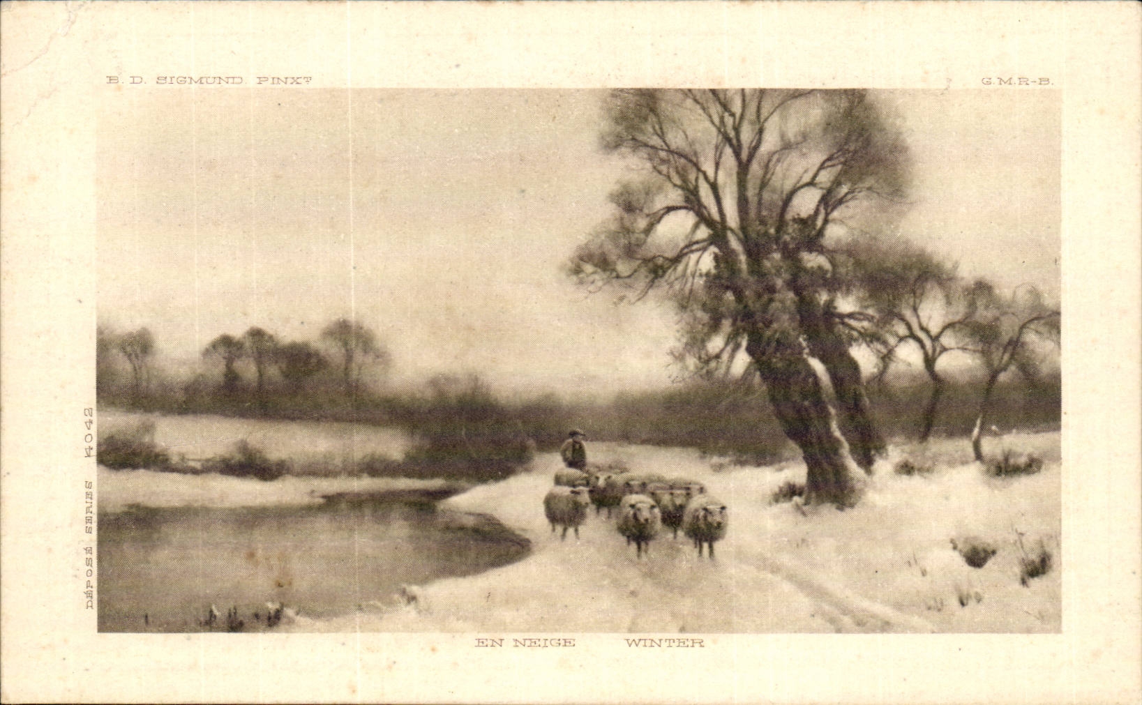 CPA Fantaisie En neige Moutons Sheep