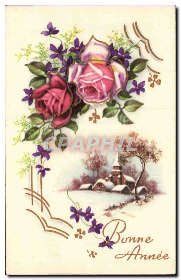 CPA Fantaisie Fleurs Bonne annee