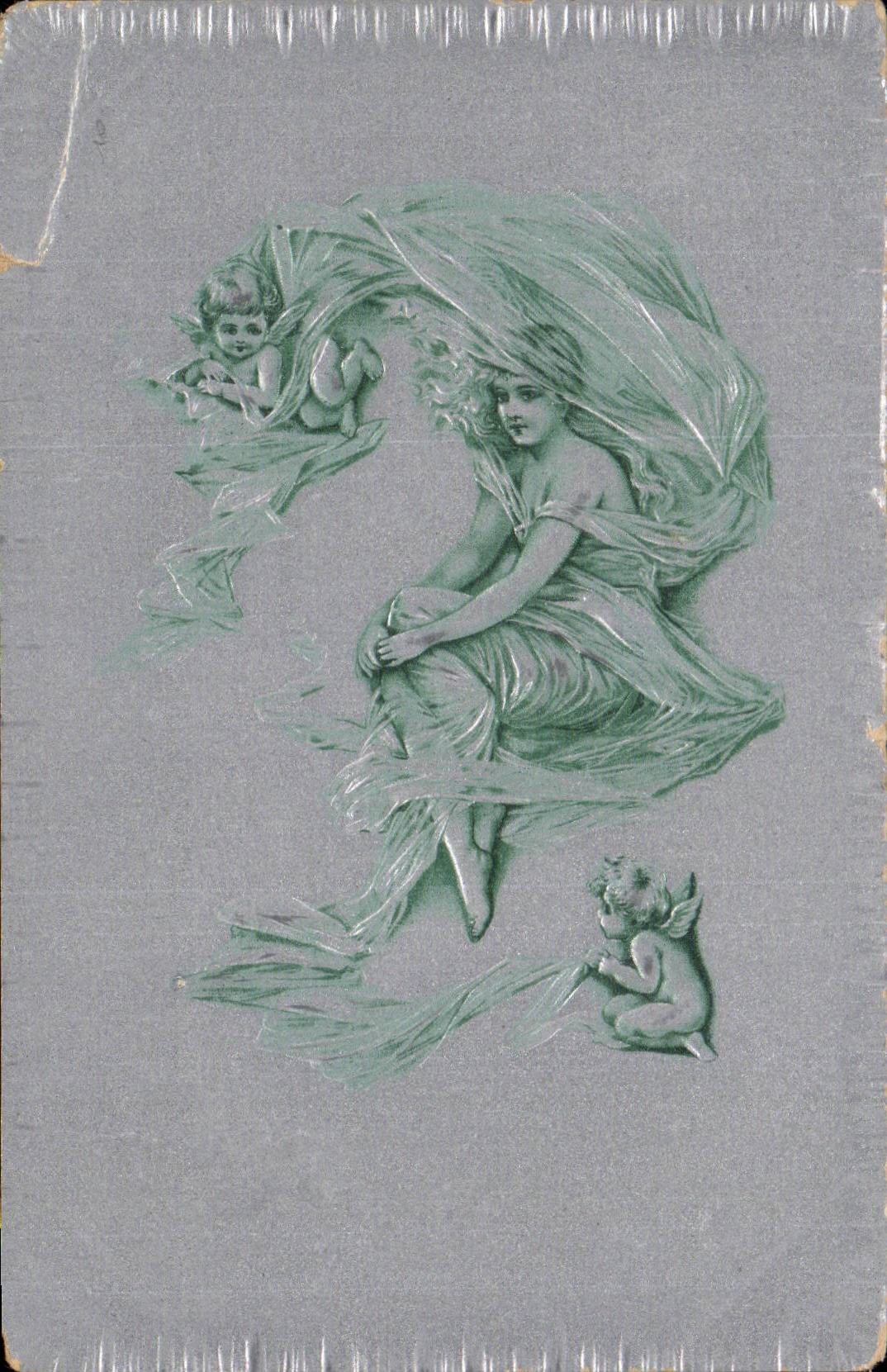 CPA Fantaisie Femme et anges ( carte argentee angel )