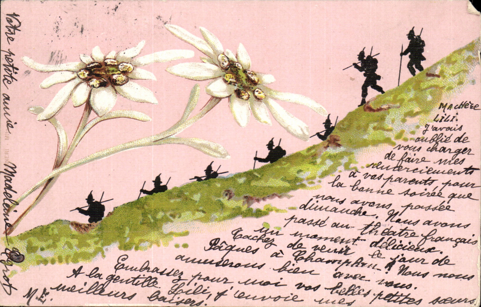 CPA Fantaisie Montagnards dans les alpages Fleurs