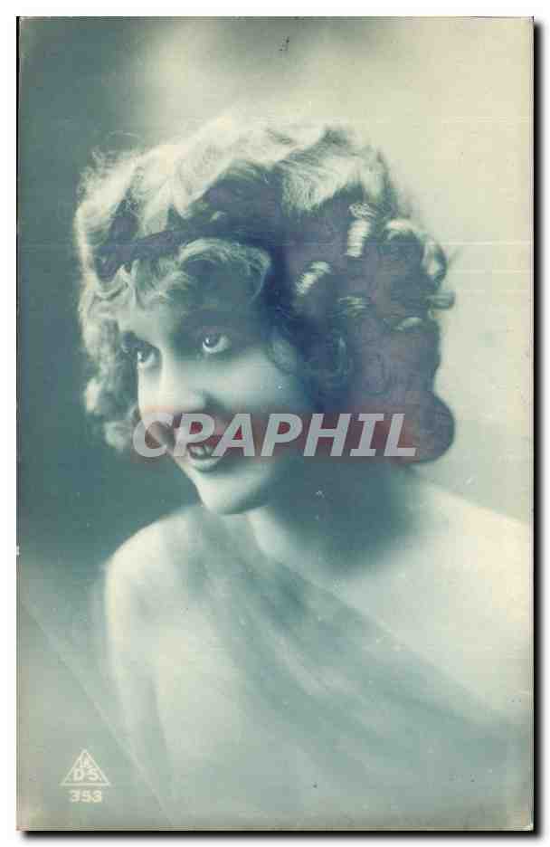 Fantaisie - Femme - Woman with Curly do - CPA 