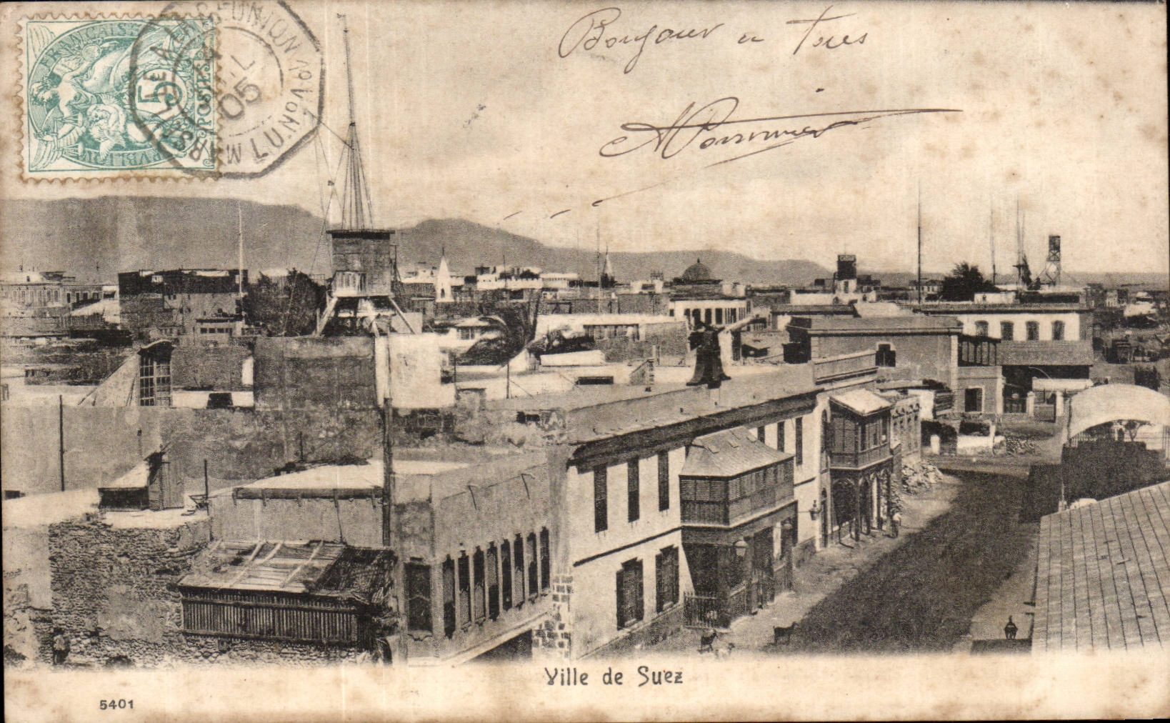 Ville de Suez — vue aérienne — éditeur inconnu, n° 5401