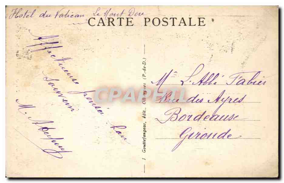 Le Mont Dore - Rue de l'Eglise - CPA  — Verso