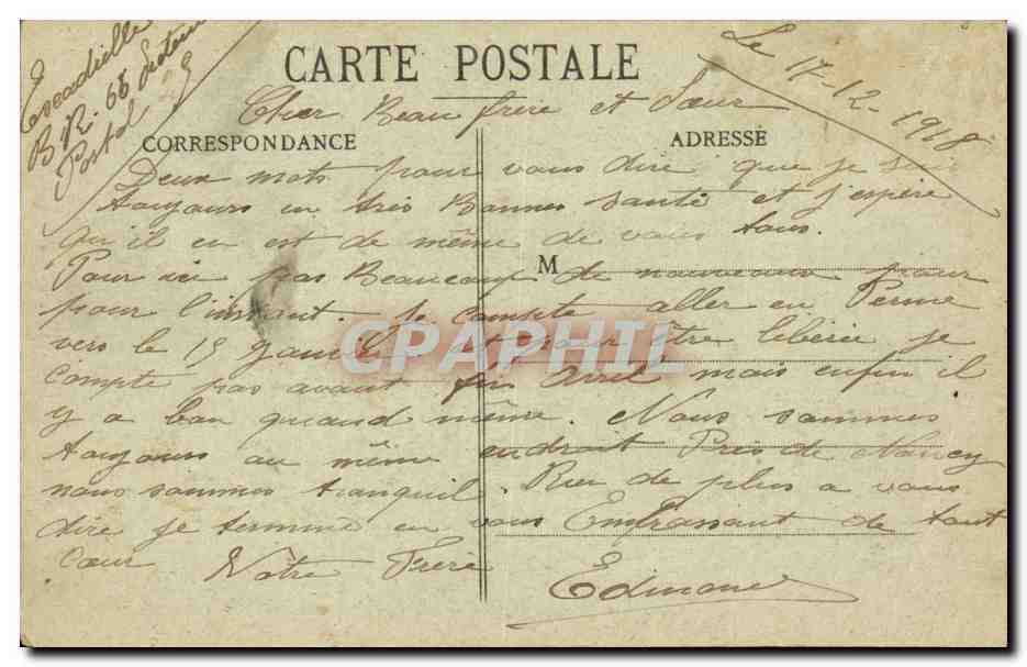 Vue de Nancy — Imp. Romaines de Nancy — Verso