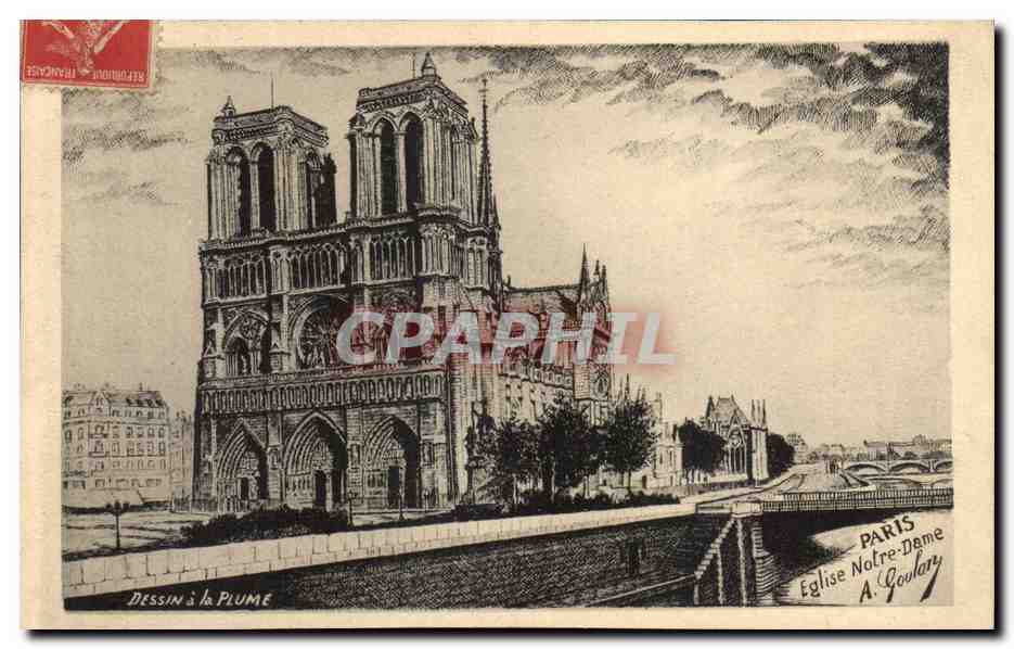 Paris - 4 - Notre Dame - Illustration - A Goulon - CPA 