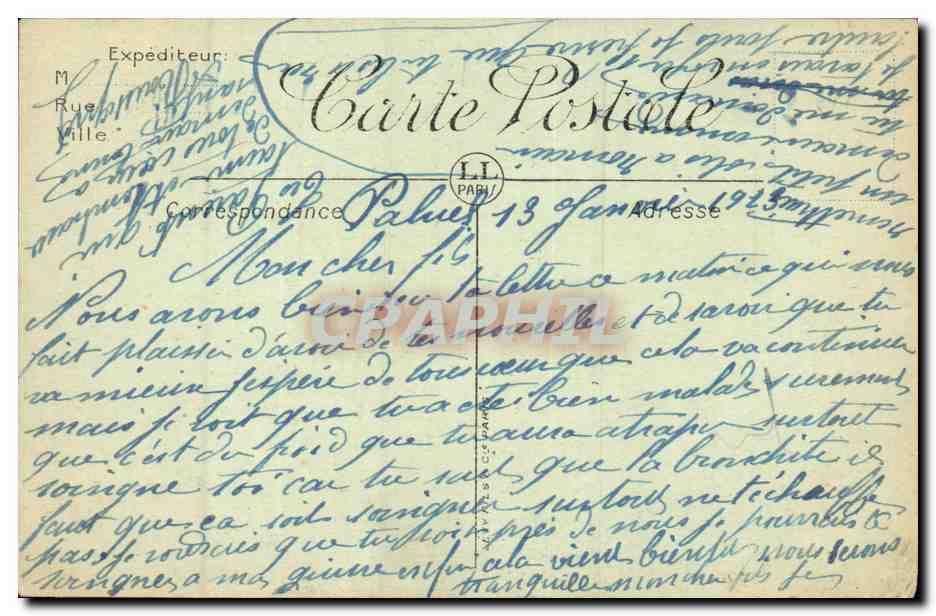 Paris - 14 - Lion de Belfort - 1908  — Rückseite