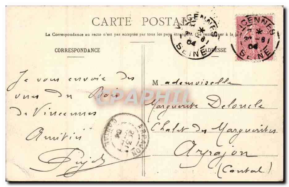Paris - 12 - Bois de Vincennes - Vers le Lac Minimes - CPA  — Rückseite