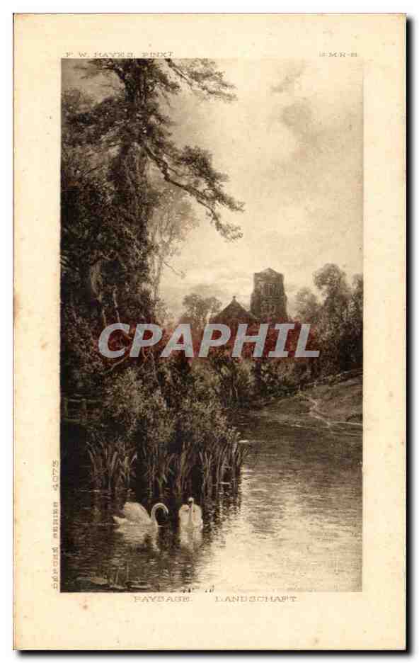 Arts - Tableau - Little watercolor with country church - CPA 