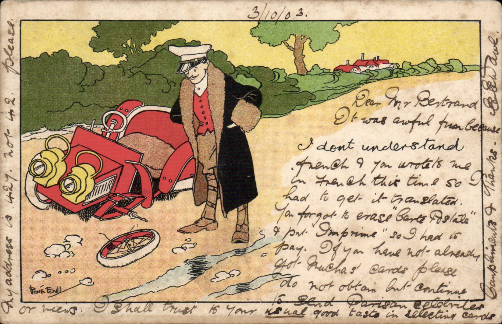 Automobile - Humour - Militaire Illustrateur - 1903 - CPA 