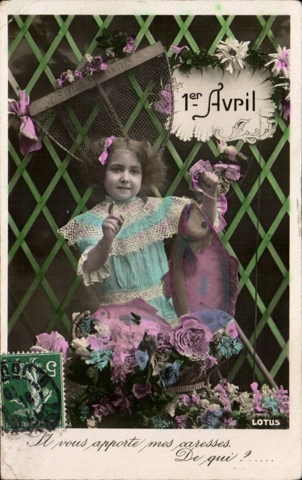 Fantaisie - Enfant - Poisson d'Avril - Fish - April CPA 
