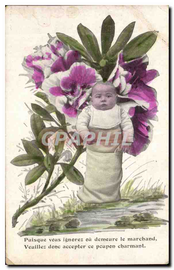 Fantaisie - Bebe - Baby - Pensee - Pansy - CPA 