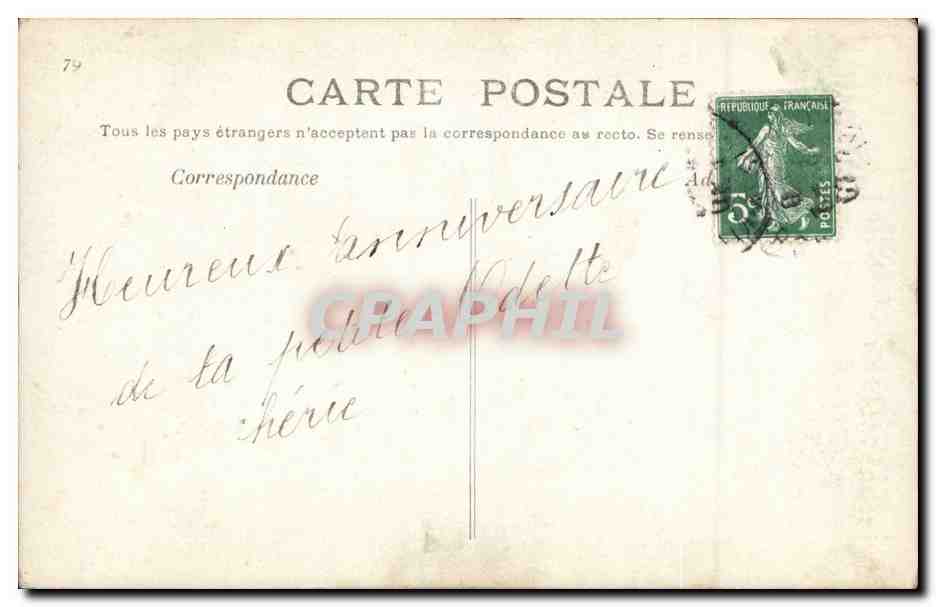 Femme en robe bleue tenant un panier de fleurs — Heureux Anniversaire — A&S 845 — Reverso