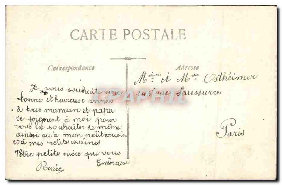 Fantaisie - Enfants - Bonne Annee - Darling little girl Publicite Chocolat Vinay CPA  — Rückseite