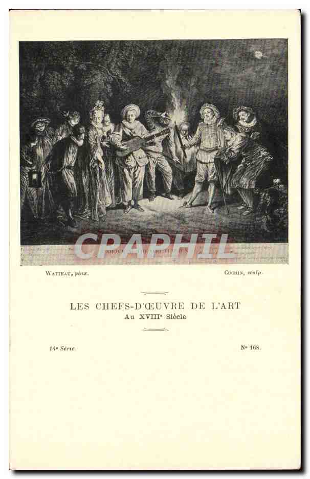 Tableaux - Arts - Watteau Les chefs d'oeuvre de l'art au 18eme - musique - instrument - CPA 