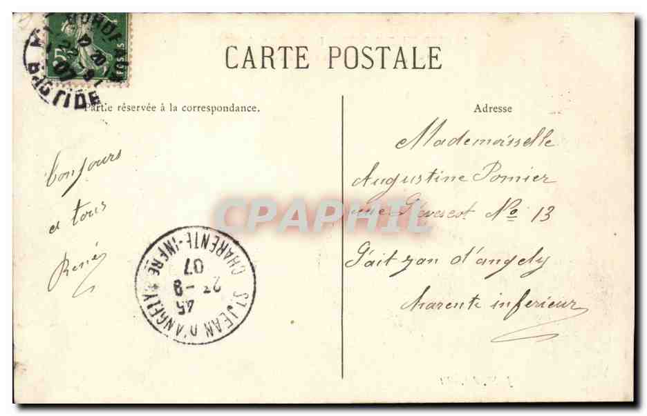 Exposition Maritime de Bordeaux 1907 — Vue panoramique du Grand Palais — J. Nardot, édit. — Verso