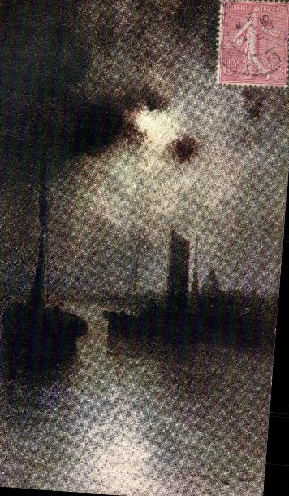 Vue nocturne de bateaux — peinture de Van Gogh — éditeur inconnu