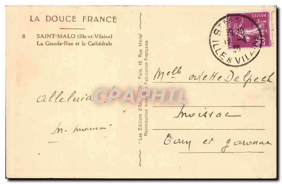 Saint Malo - La Grande Rue et Cathedrale Boulangerie - CPA  — Verso