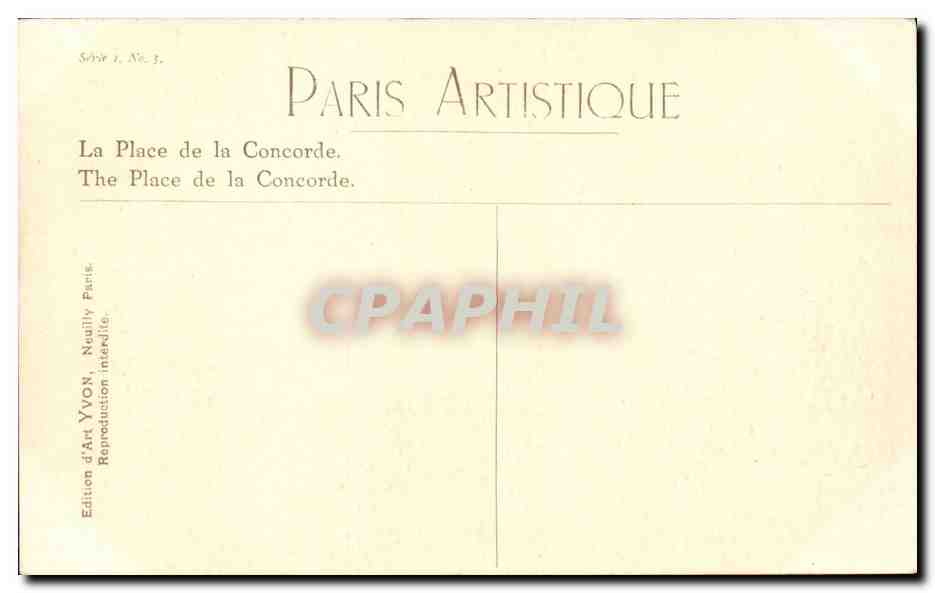 Paris - 8 - Place de la Concorde - CPA  — Verso
