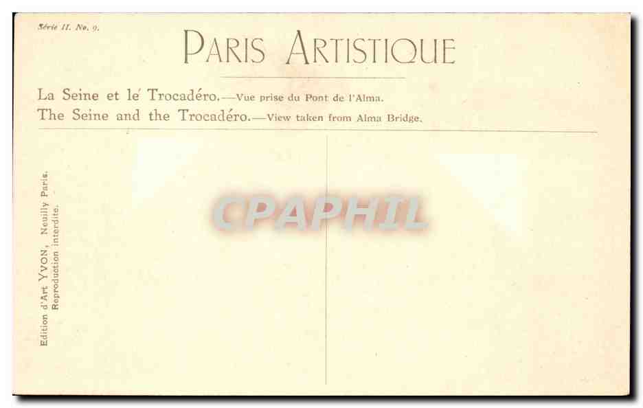 Paris - 16 - Yvon - La Seine et le Trocadero - CPA  — Rückseite