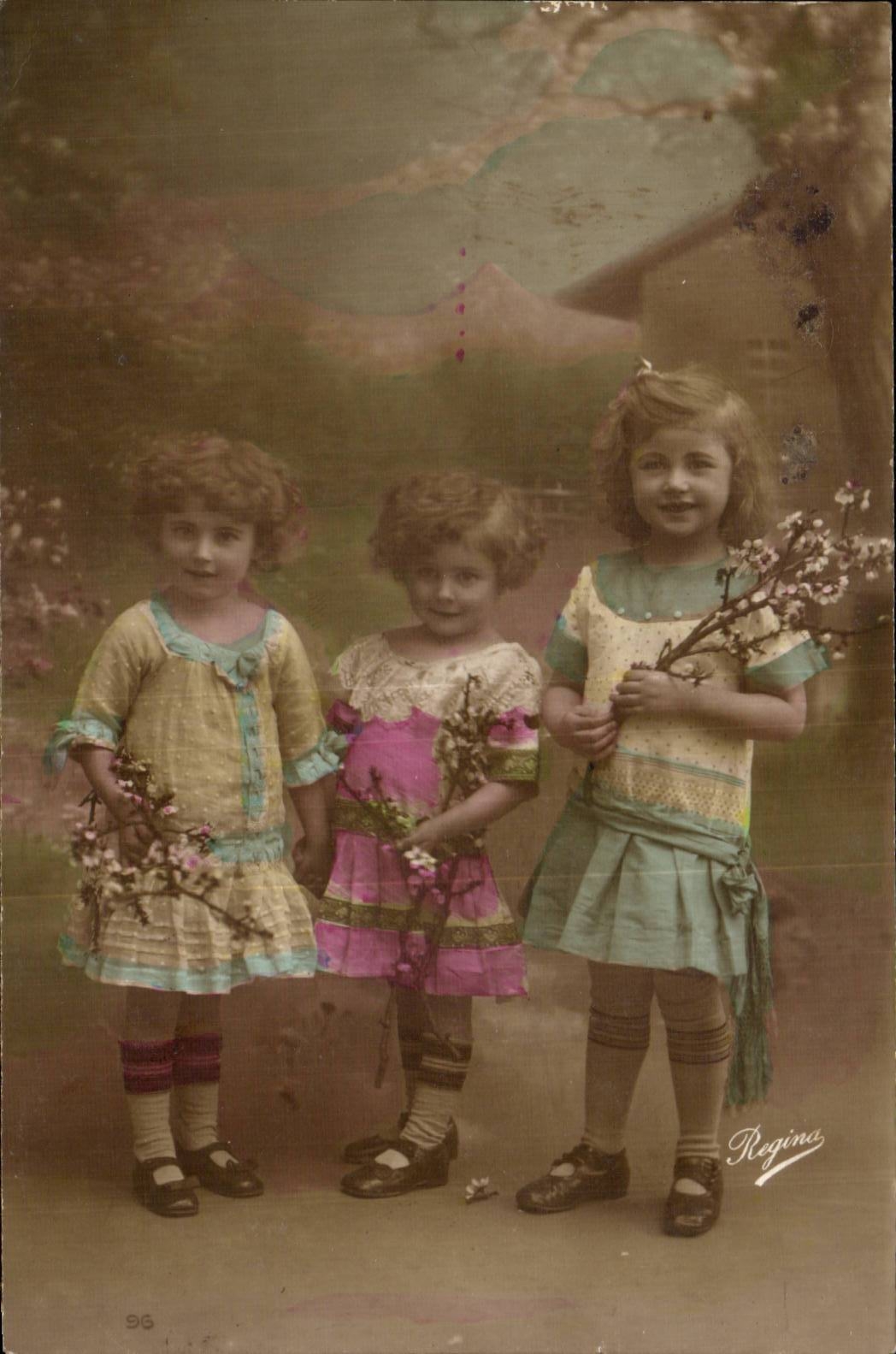 Fantaisie - Enfant - Cute curly haired children - CPA 