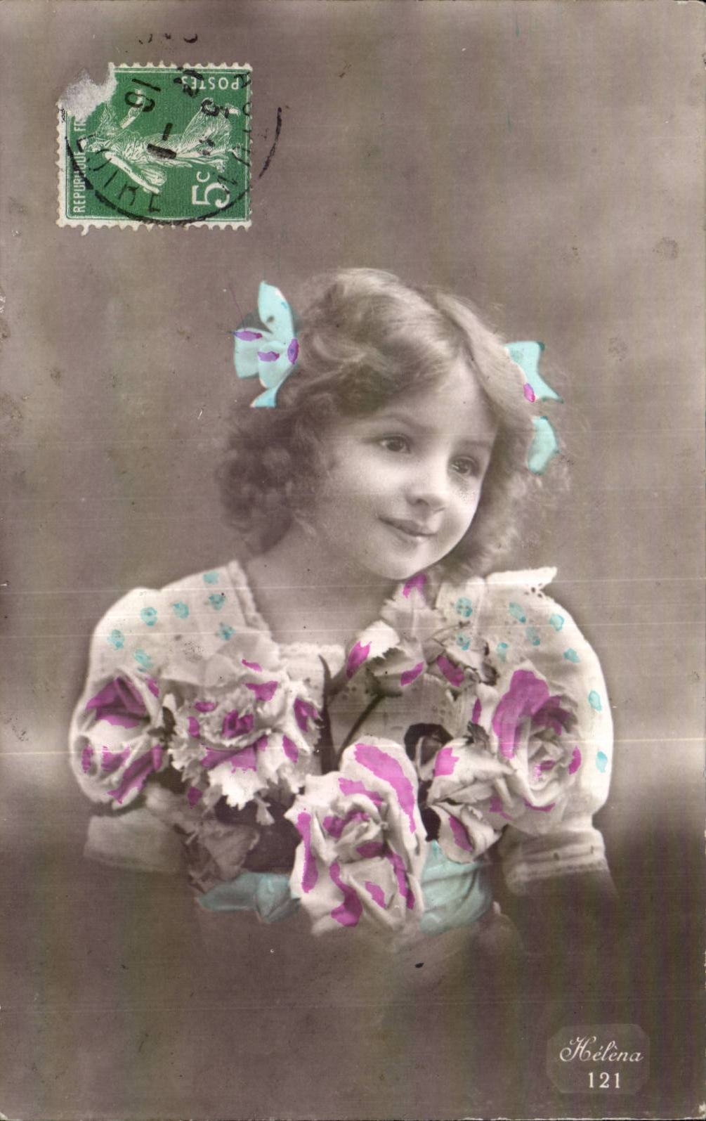 Fantaisie - Enfant - sweet girl with curly hair - CPA 