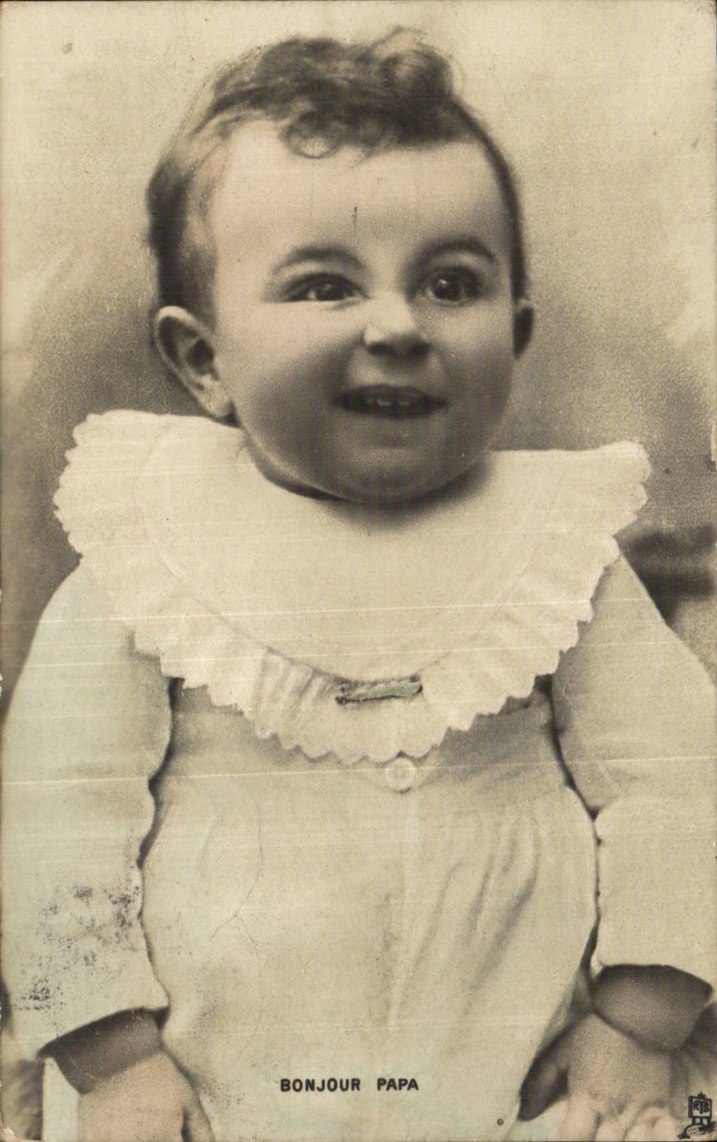 Fantaisie - Bebe - Baby Bonjour papa - Smiling Infant - CPA 