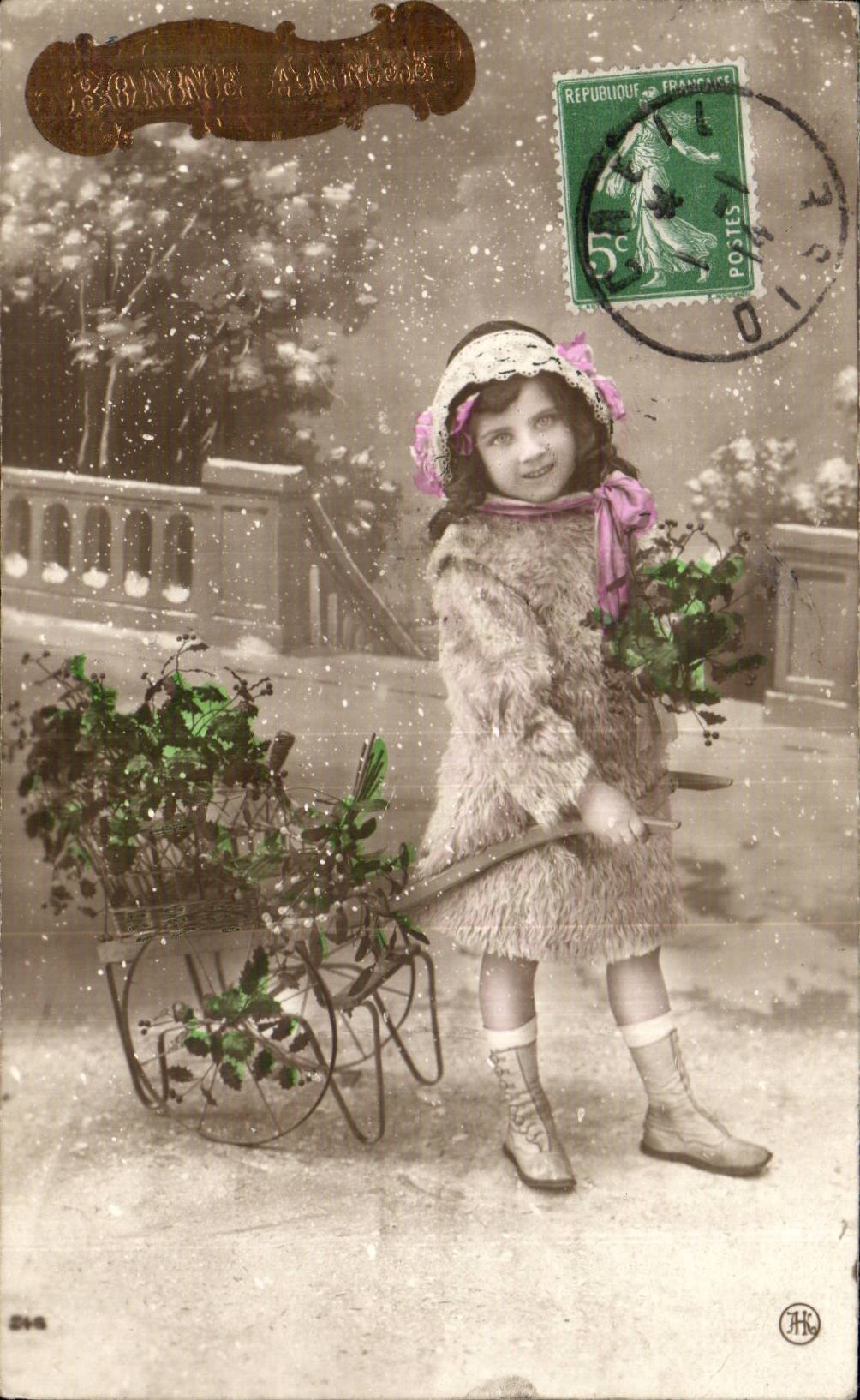 Fantaisie - Enfant - Petite Fille - Bonne Annee - CPA 