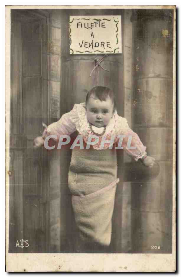 Fantaisie - Bebe - Fillette a Vendre - Baby - CPA 