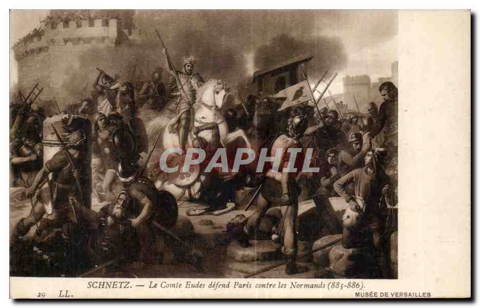 Arts - Tableau - Schnetz - Le Comte Eudes defend Paris contre les Normands - CPA 