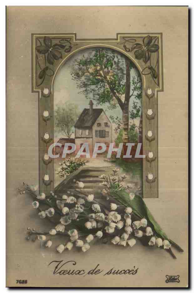 Fleur - Flower - Muguet - Lily of the Valley Voeux de succes - CPA 