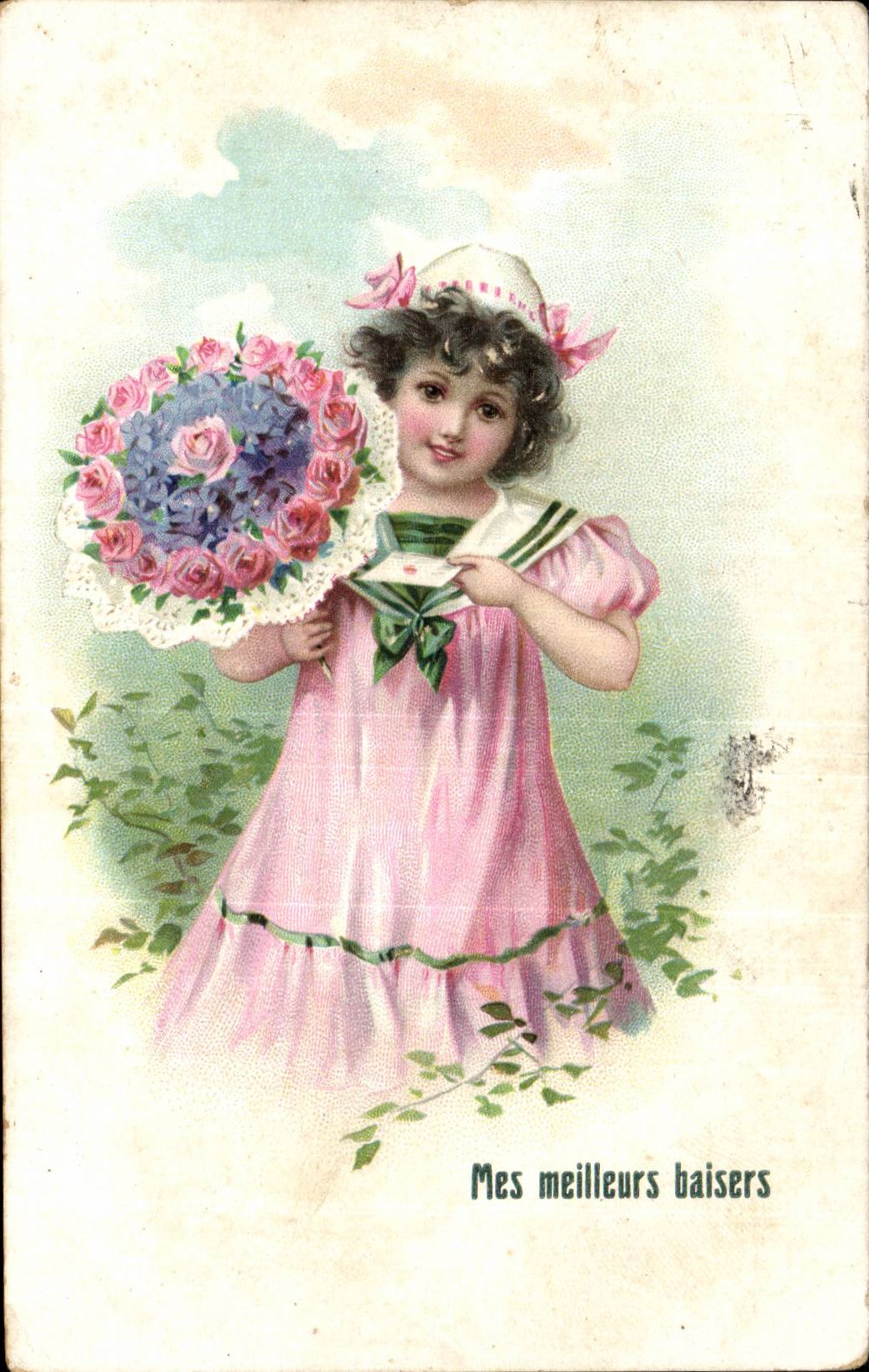 Fantaisie - Enfant - Little girl in sailor suit - CPA 