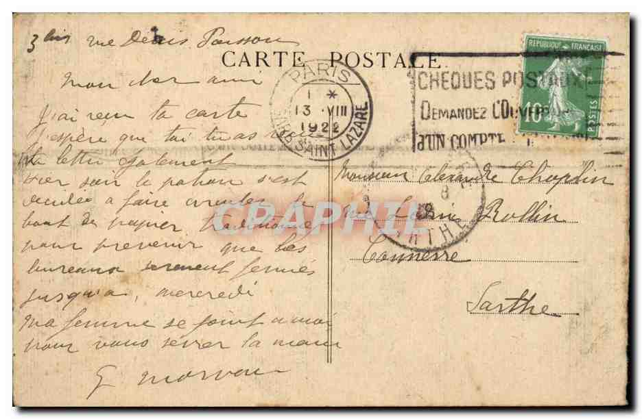Paris — La Place de la Concorde — The Obelisk — Verso
