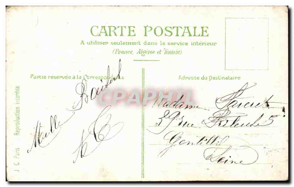 Le Billet de Logement — J.C. Paris — n° 420 — Rückseite