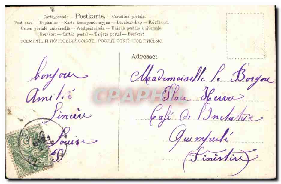 Colombe portant une lettre — Fleurs — A.&M.B. N° 530 — Verso