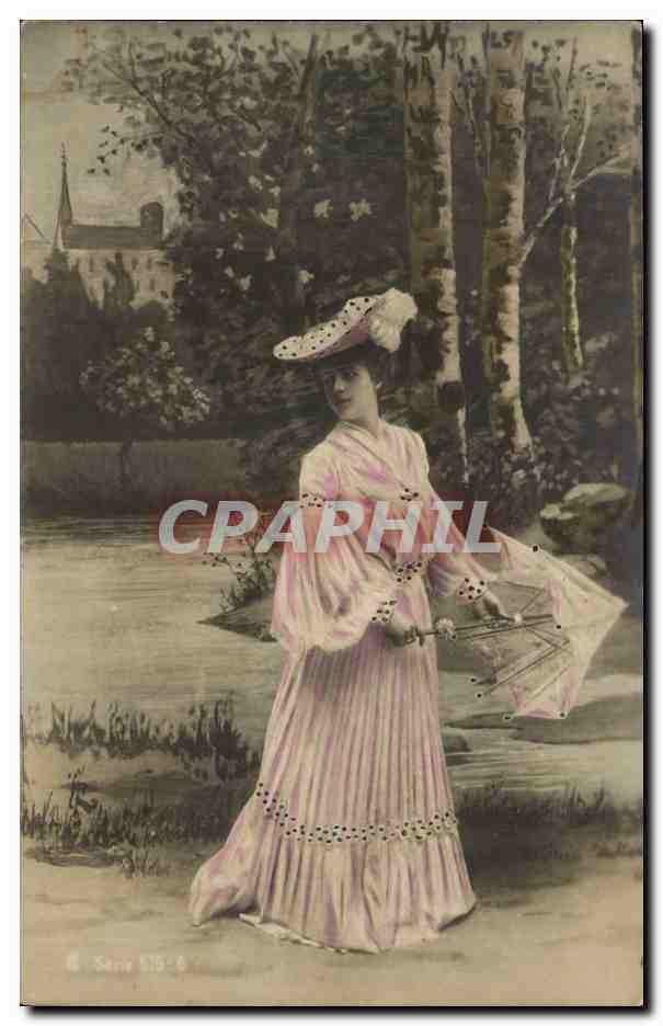 Fantaisie - Femme - Woman in elegant period clothing - CPA 
