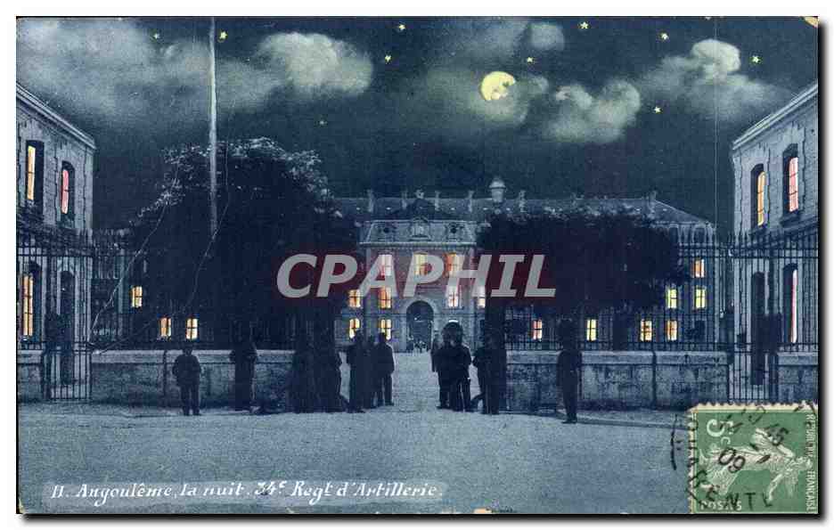 Angoulême at night — 34th Artillery Regiment — unidentified publisher