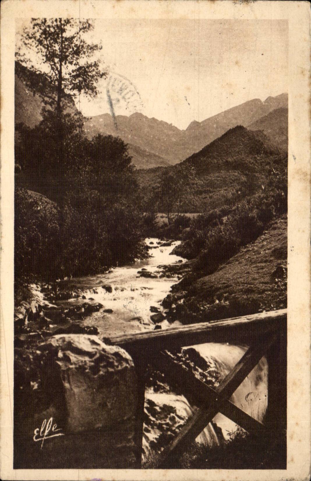 Pyrénées-Orientales — Cascade du Gros Hêtre et le fond de Tortes — Héliogravure 'Elle' Toulouse