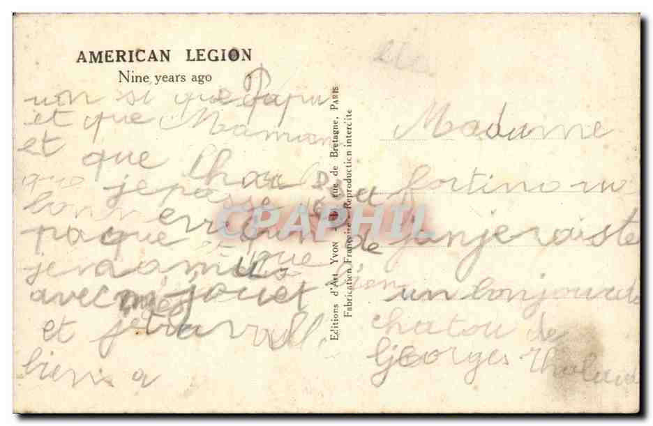 Etats - Unis - USA - The American Legion - 9 years ago - CPA  — Rückseite