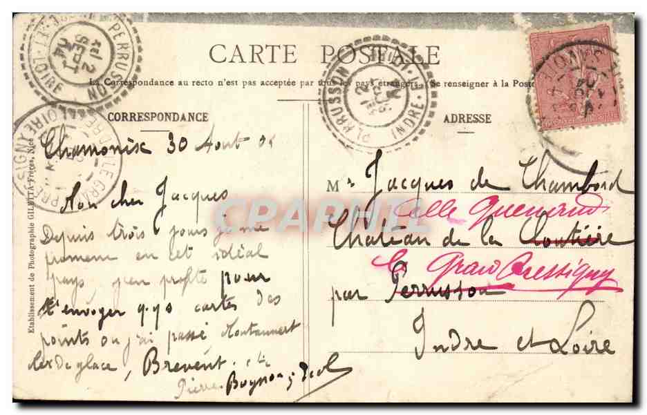 Chamonix - Vue Generale et le Mont Blanc - CPA  — Verso