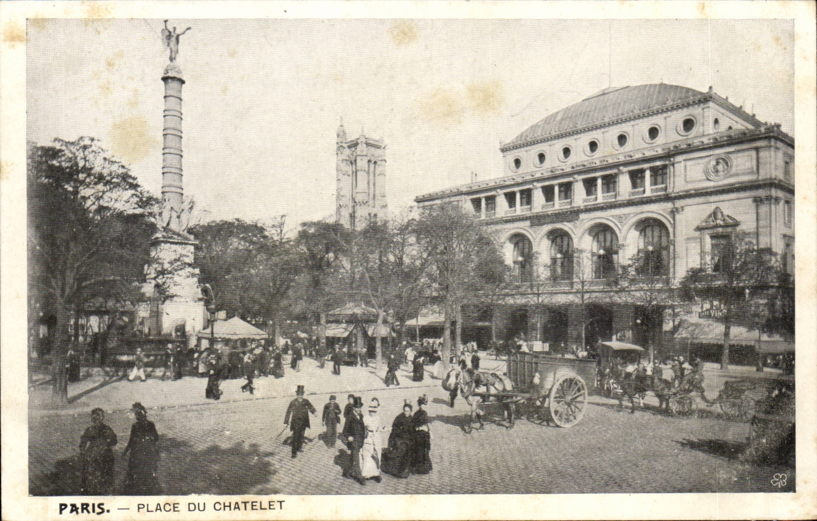 Paris - 1 Place du Chatelet - cheval - horse CPA 
