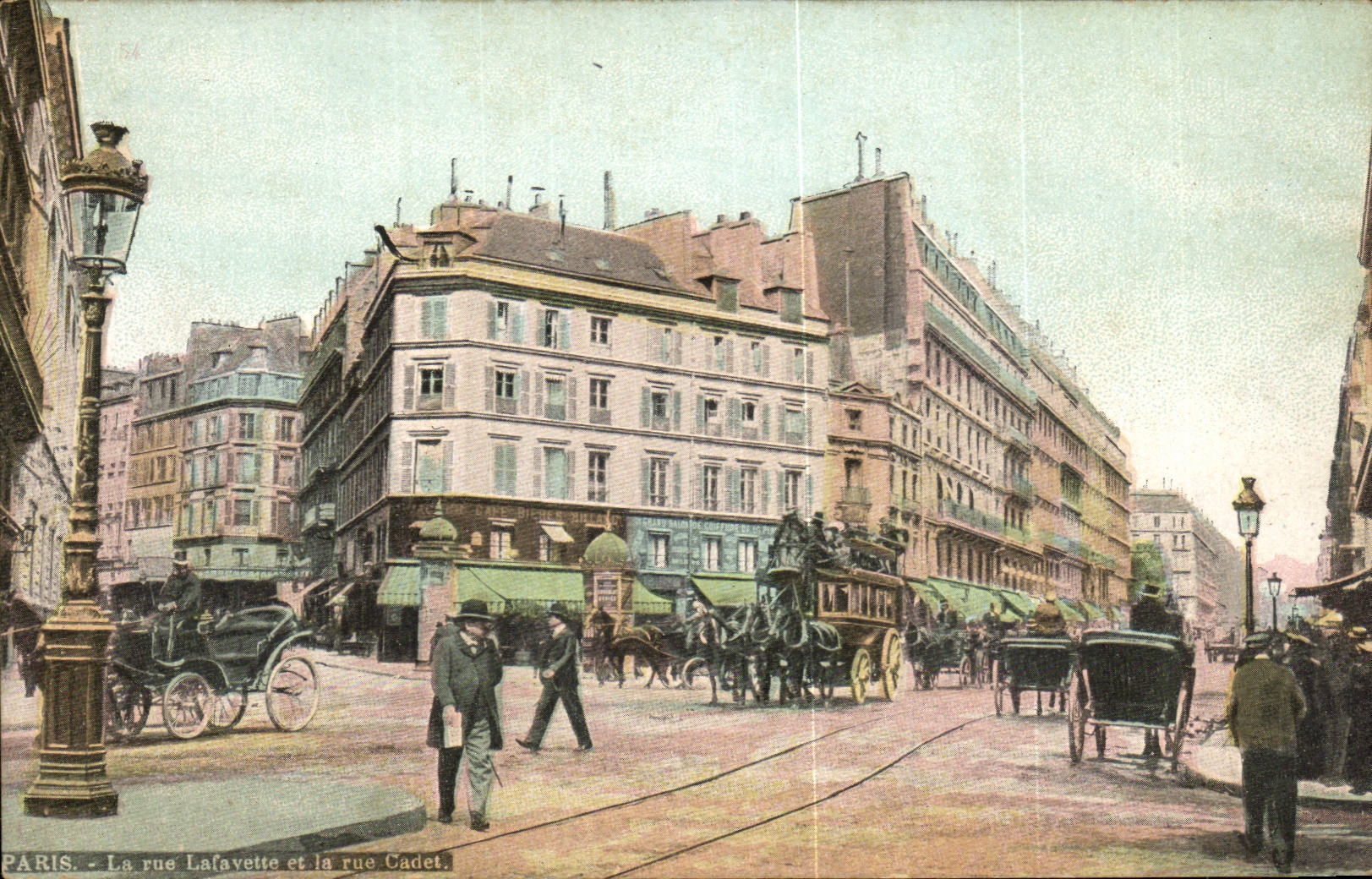 Paris - 10 - La Rue Lafayette et la Rue Cadet CPA 
