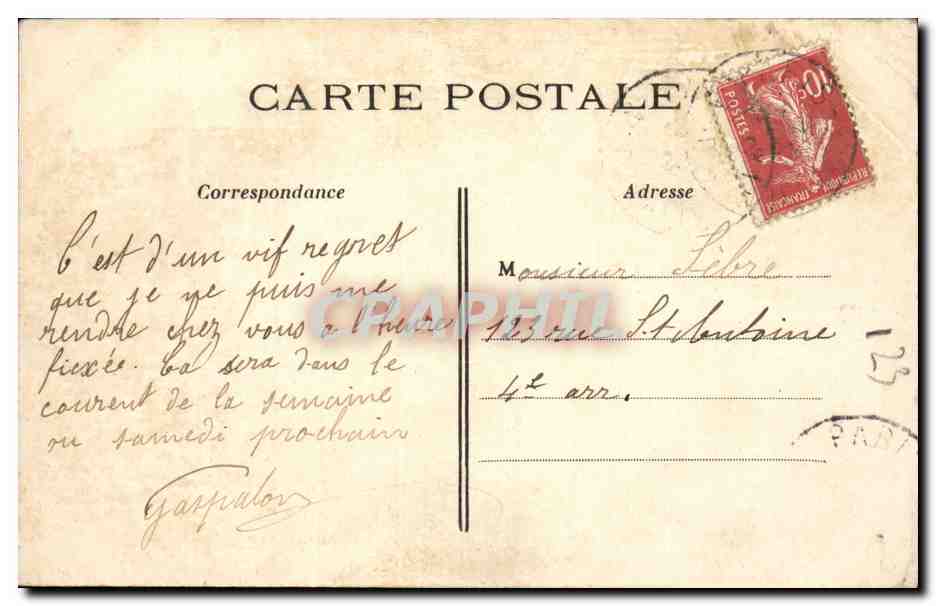 Paris - 9 - Boulevard Bonne Nouvelle CPA  — Rückseite