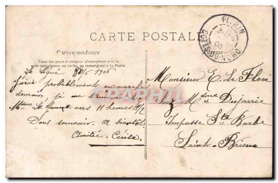 Femme en robe jaune tenant un bouquet — texte imprimé 'Près de vous ne pouvant venir je vous envoie ce souvenir' — éditeur inconnu — Reverso
