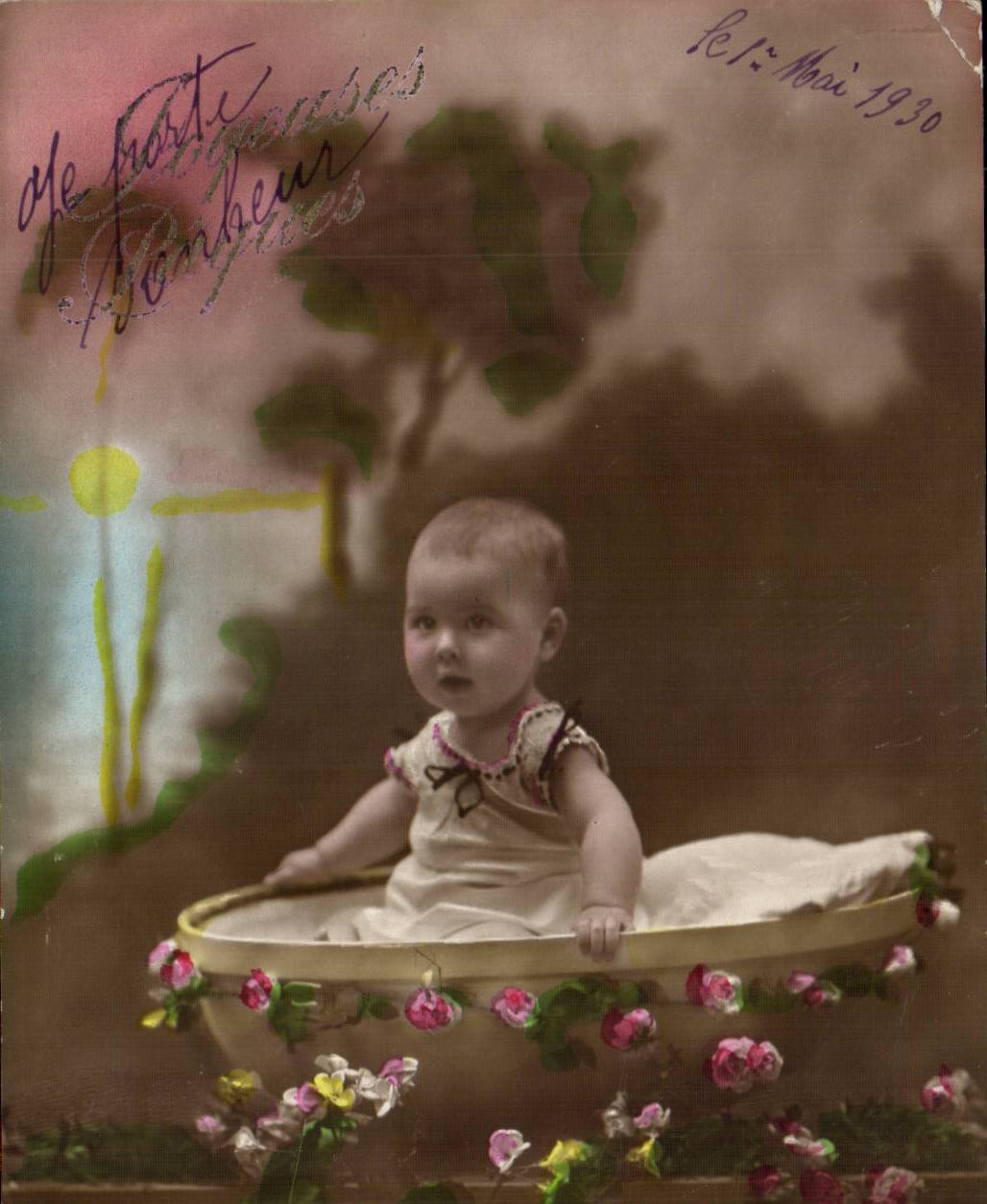 Fantaisie - Bebe - Baby in bathtub - CPA 