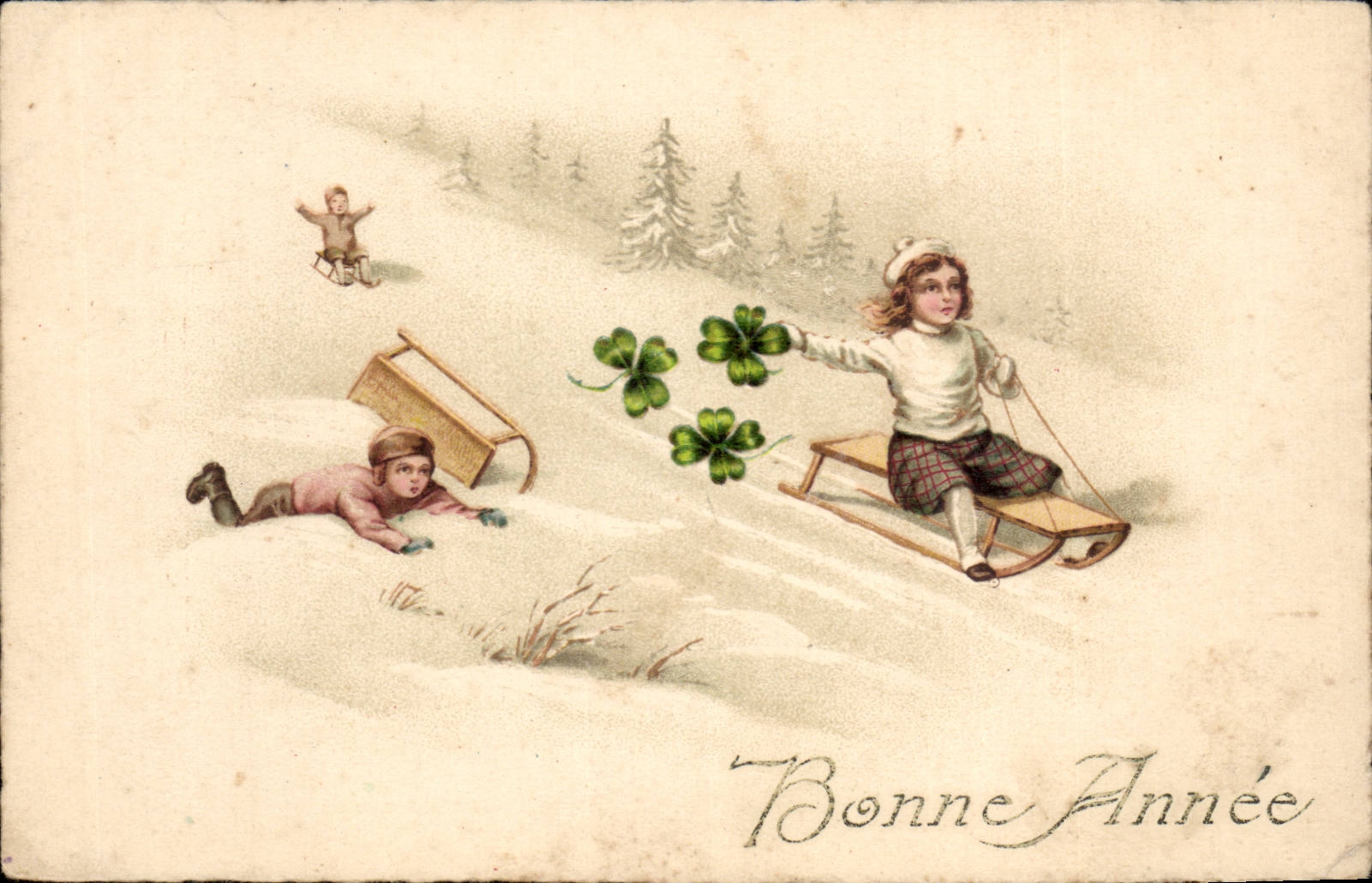 Kinderen die spelen tijdens de sneeuwafwaai — Goed jaar — LP 1065
