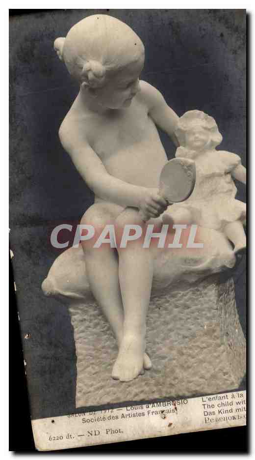 Arts - Sculpture - Unusual Sculpture - Child with doll - CPA