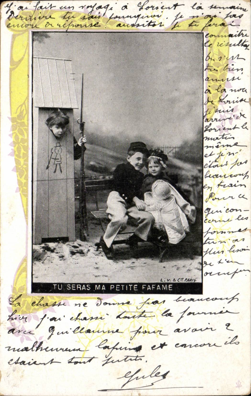 Fantaisie - Enfants - Militaria - Humour - CPA ( publicite Aux armes de Bretagne Sinet Rue des Fontaines lorient