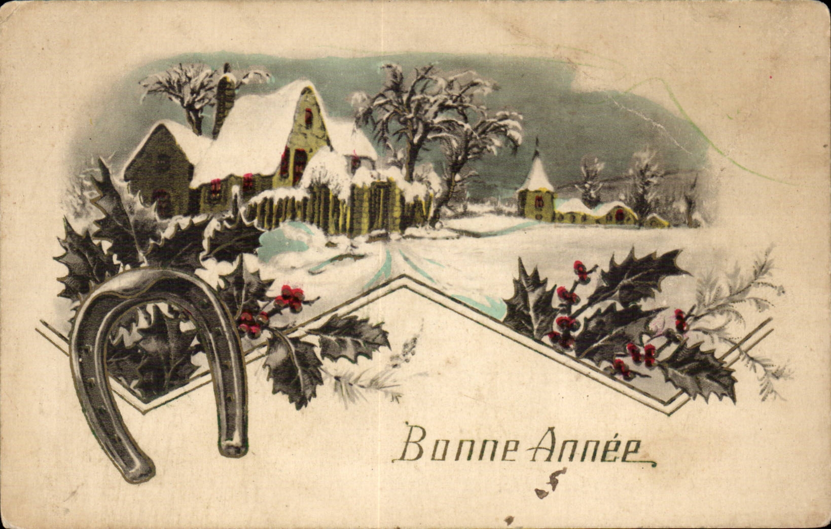 Fetes - Bonne Annee - fer a cheval - horseshoe - CPA 